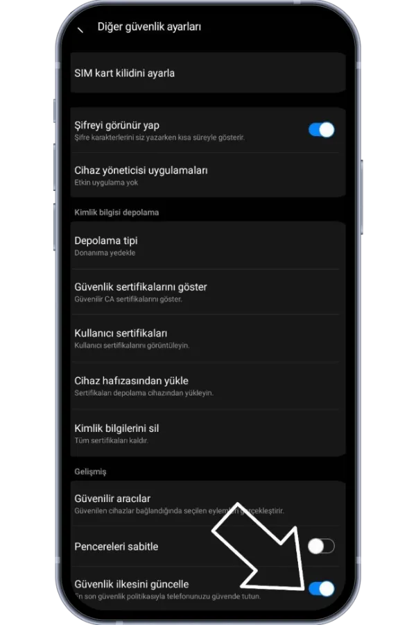 Güvenlik ayarlarını değiştirin