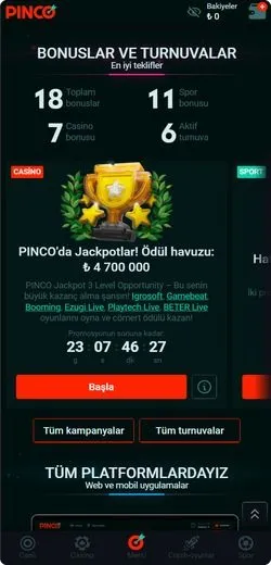 Pinco Casino uygulaması için indir