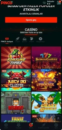Pinco Casino uygulamasını indir