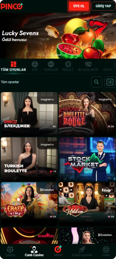 Pinco Casino uygulaması için indir